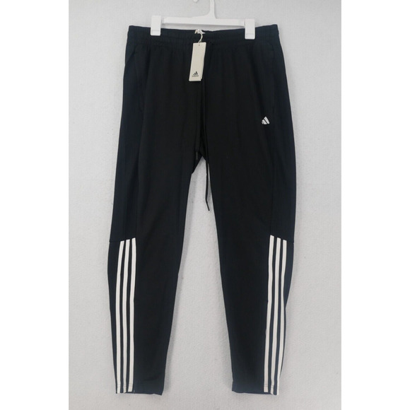 NEW adidas Women's 1X Sereno Pants Black White Stripe Track Pants with Pockets - Picture 3 of 11